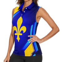 Bosnia and Herzegovina Coat of Arms Women Sleeveless Polo Shirt Blend of National Colors & Symbols