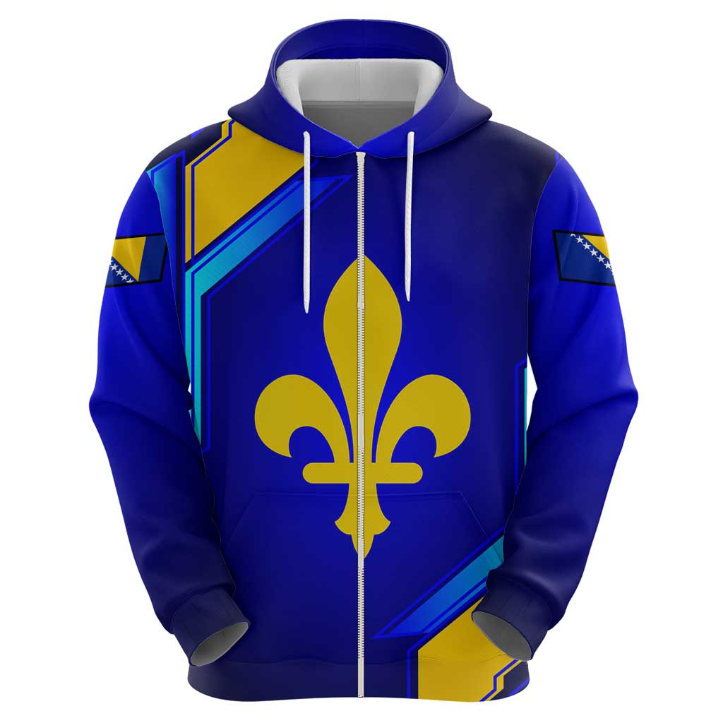 Bosnia and Herzegovina Coat of Arms Zip Hoodie Blend of National Colors & Symbols