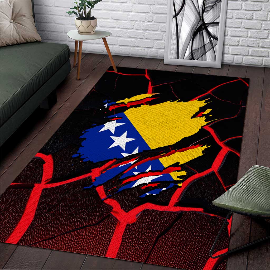 Bosnia and Herzegovina Flag Area Rug with Dragon Shape - Fusion of National Pride & Sports Spirit
