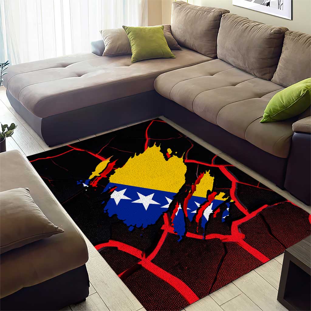 Bosnia and Herzegovina Flag Area Rug with Dragon Shape - Fusion of National Pride & Sports Spirit