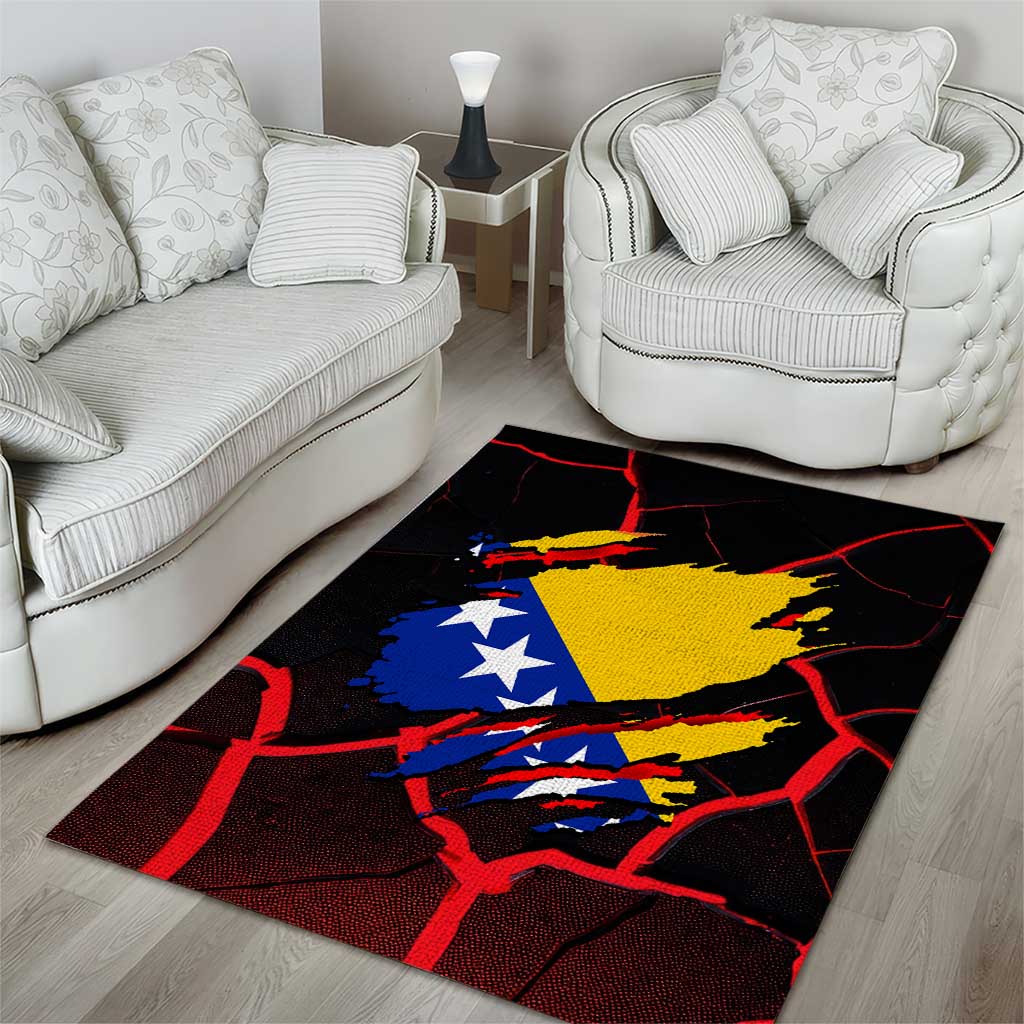 Bosnia and Herzegovina Flag Area Rug with Dragon Shape - Fusion of National Pride & Sports Spirit