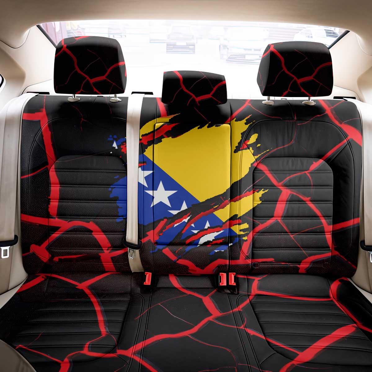 Bosnia and Herzegovina Flag Back Car Seat Cover with Dragon Shape - Fusion of National Pride & Sports Spirit