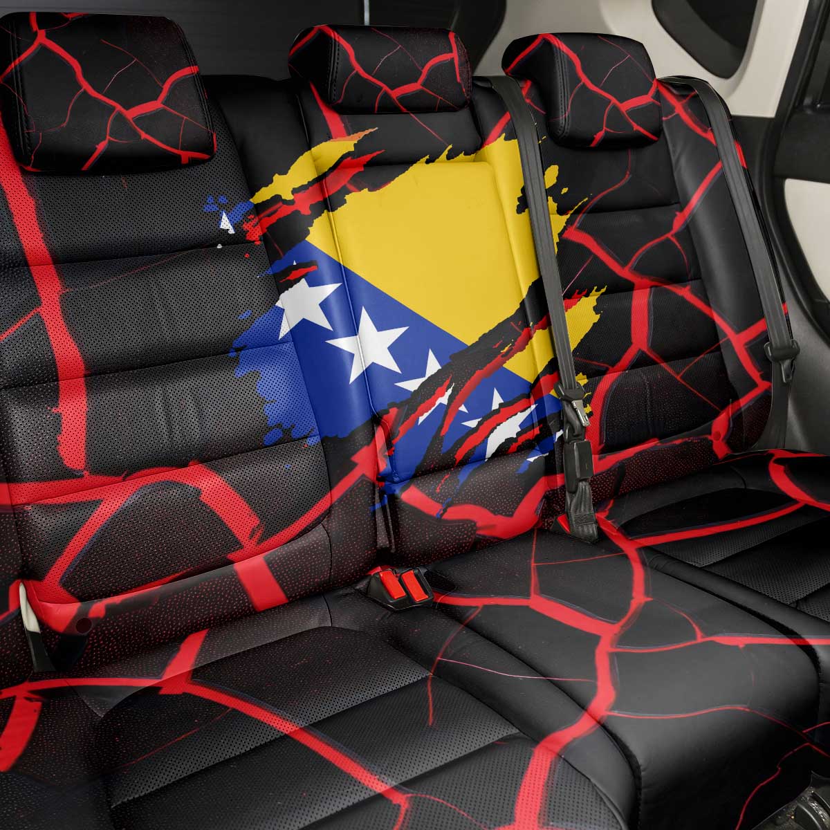 Bosnia and Herzegovina Flag Back Car Seat Cover with Dragon Shape - Fusion of National Pride & Sports Spirit