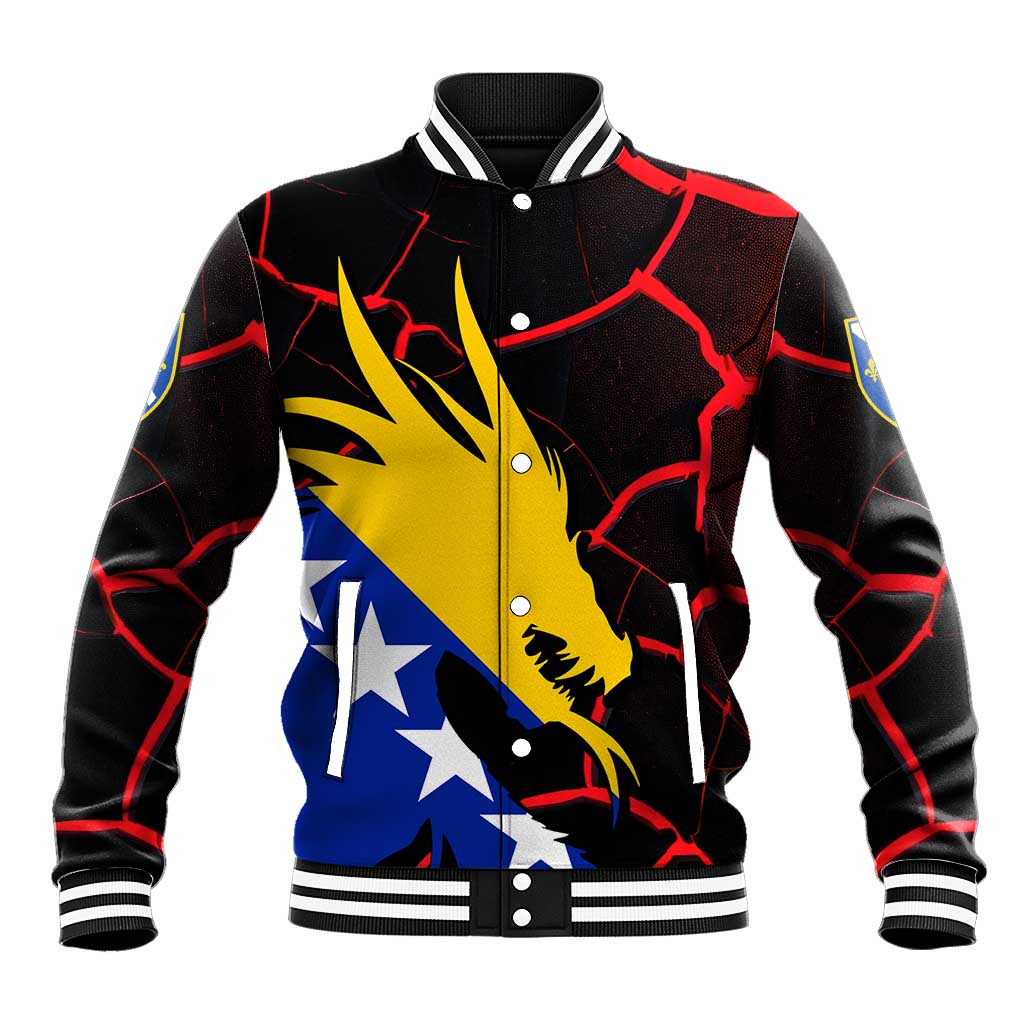Bosnia and Herzegovina Flag Baseball Jacket with Dragon Shape - Fusion of National Pride & Sports Spirit