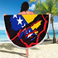Bosnia and Herzegovina Flag Beach Blanket with Dragon Shape - Fusion of National Pride & Sports Spirit