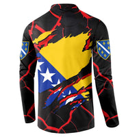 Bosnia and Herzegovina Flag Button Sweatshirt with Dragon Shape - Fusion of National Pride & Sports Spirit