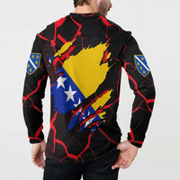 Bosnia and Herzegovina Flag Button Sweatshirt with Dragon Shape - Fusion of National Pride & Sports Spirit
