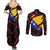 Bosnia and Herzegovina Flag Couples Matching Summer Maxi Dress and Long Sleeve Button Shirt with Dragon Shape - Fusion of National Pride & Sports Spirit