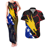 Bosnia and Herzegovina Flag Couples Matching Tank Maxi Dress and Hawaiian Shirt with Dragon Shape - Fusion of National Pride & Sports Spirit