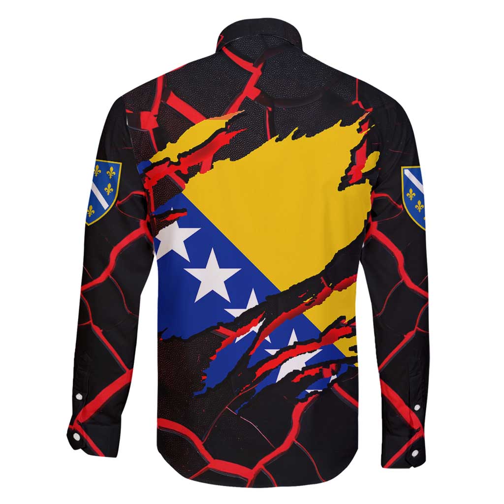 Bosnia and Herzegovina Flag Family Matching Long Sleeve Bodycon Dress and Hawaiian Shirt with Dragon Shape - Fusion of National Pride & Sports Spirit