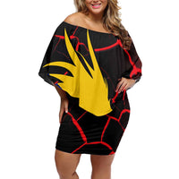 Bosnia and Herzegovina Flag Family Matching Off Shoulder Short Dress and Hawaiian Shirt with Dragon Shape - Fusion of National Pride & Sports Spirit