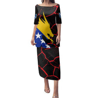 Bosnia and Herzegovina Flag Family Matching Puletasi and Hawaiian Shirt with Dragon Shape - Fusion of National Pride & Sports Spirit