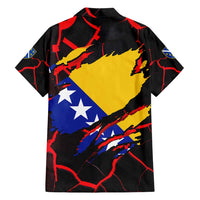 Bosnia and Herzegovina Flag Family Matching Short Sleeve Bodycon Dress and Hawaiian Shirt with Dragon Shape - Fusion of National Pride & Sports Spirit