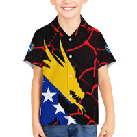 Bosnia and Herzegovina Flag Family Matching Short Sleeve Bodycon Dress and Hawaiian Shirt with Dragon Shape - Fusion of National Pride & Sports Spirit