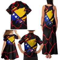 Bosnia and Herzegovina Flag Family Matching Tank Maxi Dress and Hawaiian Shirt with Dragon Shape - Fusion of National Pride & Sports Spirit