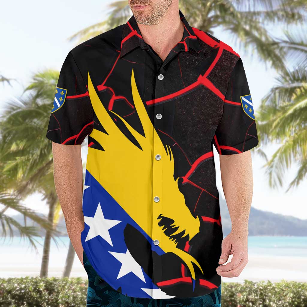 Bosnia and Herzegovina Flag Hawaiian Shirt with Dragon Shape - Fusion of National Pride & Sports Spirit