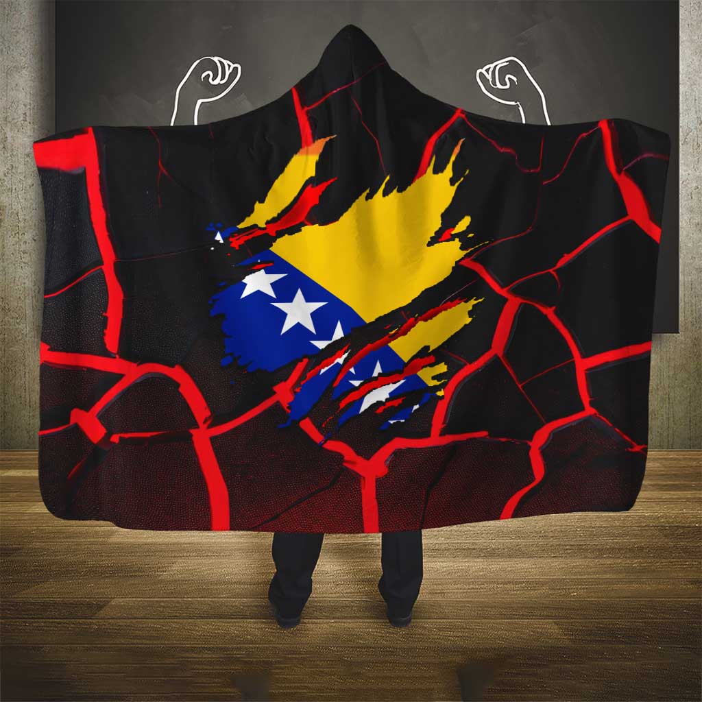 Bosnia and Herzegovina Flag Hooded Blanket with Dragon Shape - Fusion of National Pride & Sports Spirit
