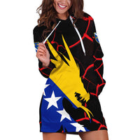 Bosnia and Herzegovina Flag Hoodie Dress with Dragon Shape - Fusion of National Pride & Sports Spirit