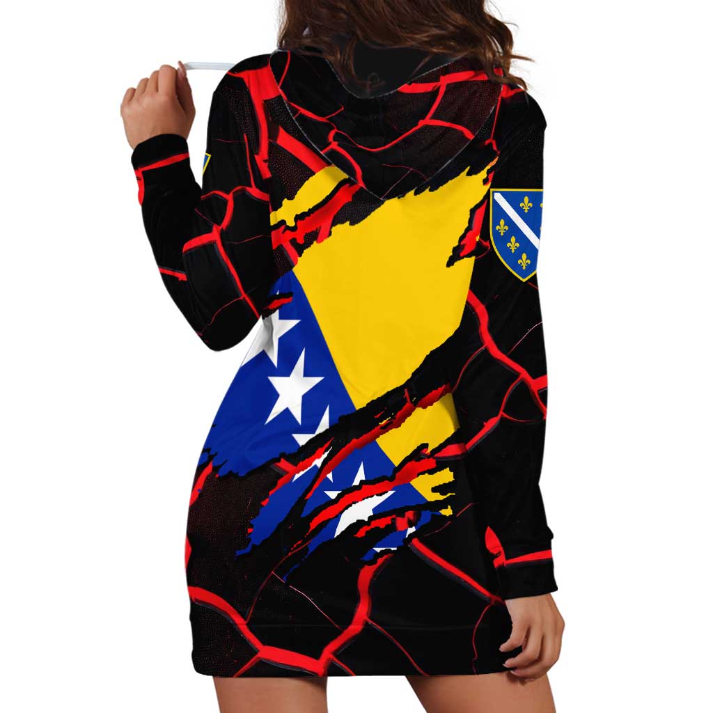 Bosnia and Herzegovina Flag Hoodie Dress with Dragon Shape - Fusion of National Pride & Sports Spirit