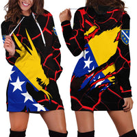 Bosnia and Herzegovina Flag Hoodie Dress with Dragon Shape - Fusion of National Pride & Sports Spirit