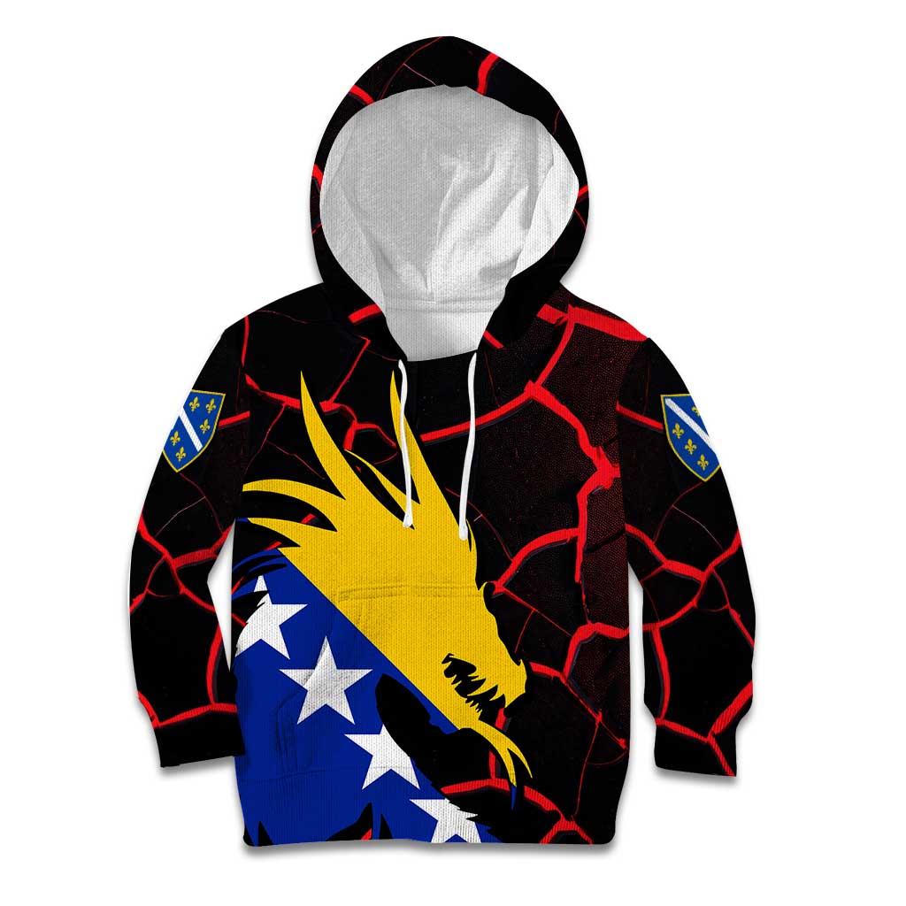 Bosnia and Herzegovina Flag Kid Hoodie with Dragon Shape - Fusion of National Pride & Sports Spirit