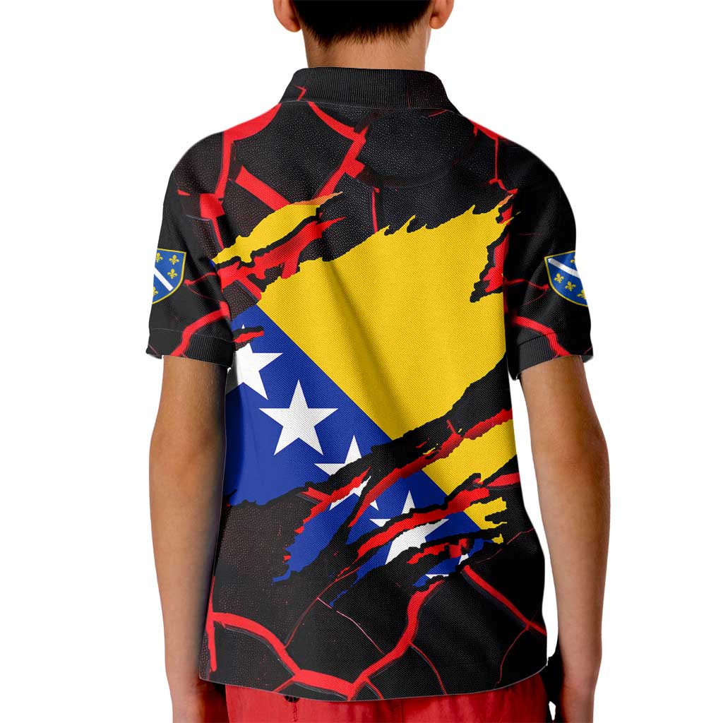 Bosnia and Herzegovina Flag Kid Polo Shirt with Dragon Shape - Fusion of National Pride & Sports Spirit