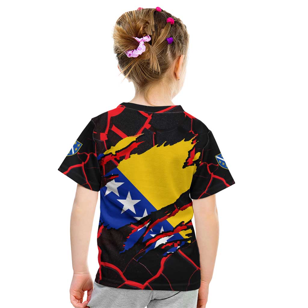 Bosnia and Herzegovina Flag Kid T Shirt with Dragon Shape - Fusion of National Pride & Sports Spirit