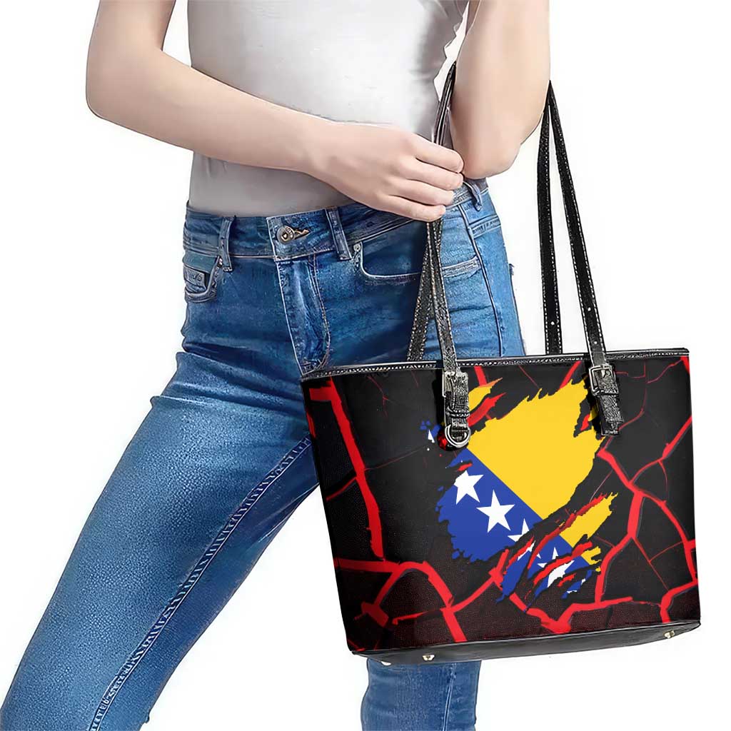 Bosnia and Herzegovina Flag Leather Tote Bag with Dragon Shape - Fusion of National Pride & Sports Spirit