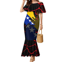 Bosnia and Herzegovina Flag Mermaid Dress with Dragon Shape - Fusion of National Pride & Sports Spirit