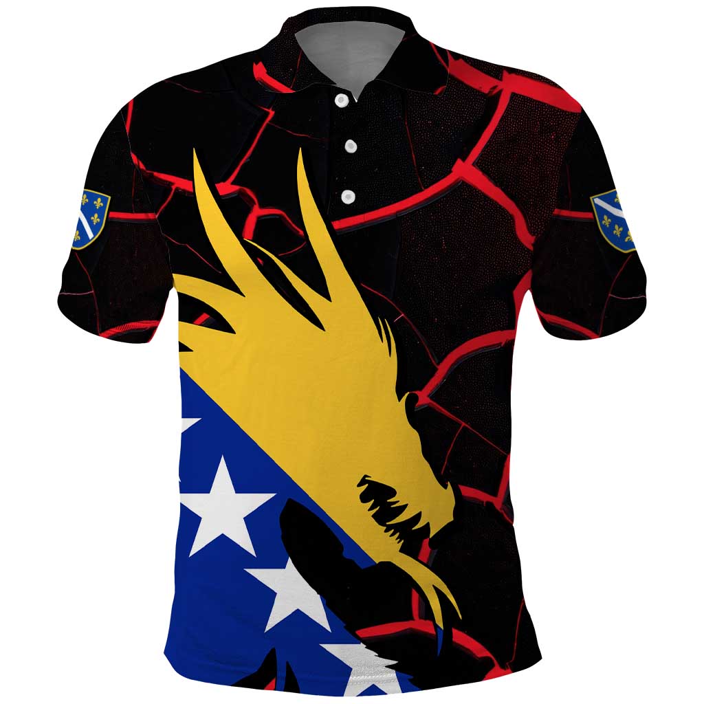 Bosnia and Herzegovina Flag Polo Shirt with Dragon Shape - Fusion of National Pride & Sports Spirit