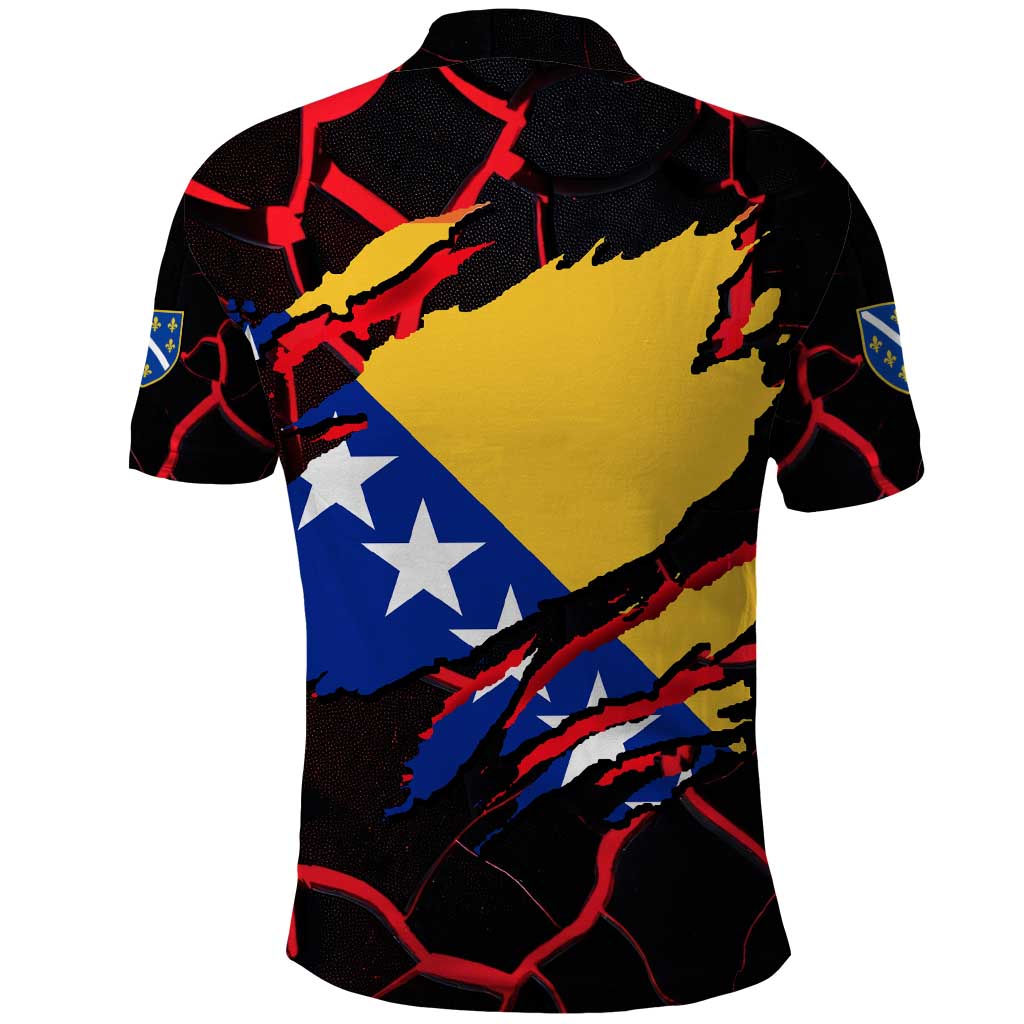Bosnia and Herzegovina Flag Polo Shirt with Dragon Shape - Fusion of National Pride & Sports Spirit