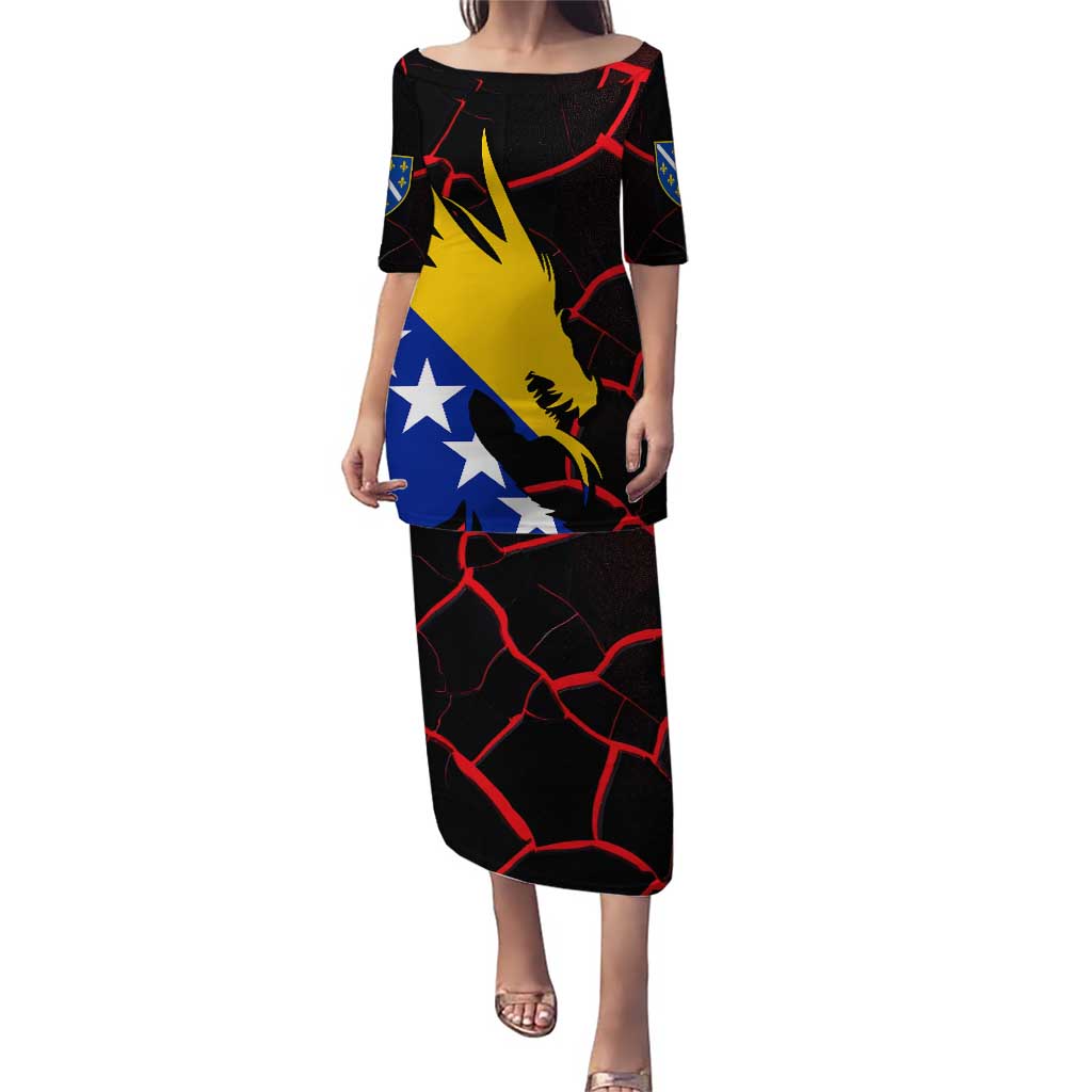 Bosnia and Herzegovina Flag Puletasi with Dragon Shape - Fusion of National Pride & Sports Spirit