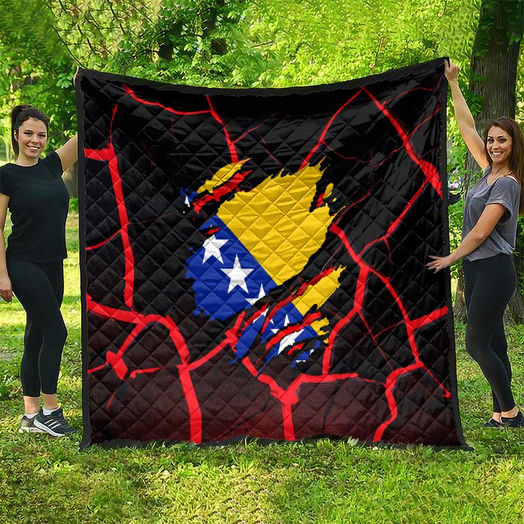 Bosnia and Herzegovina Flag Quilt with Dragon Shape - Fusion of National Pride & Sports Spirit