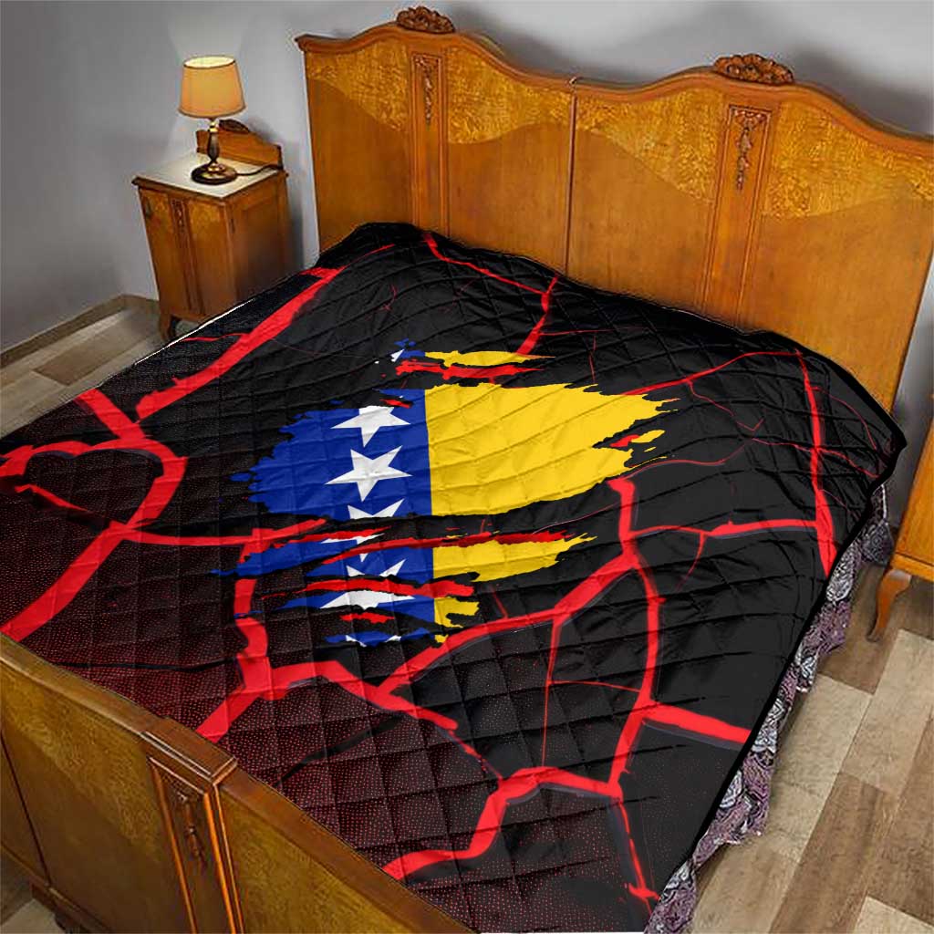 Bosnia and Herzegovina Flag Quilt with Dragon Shape - Fusion of National Pride & Sports Spirit
