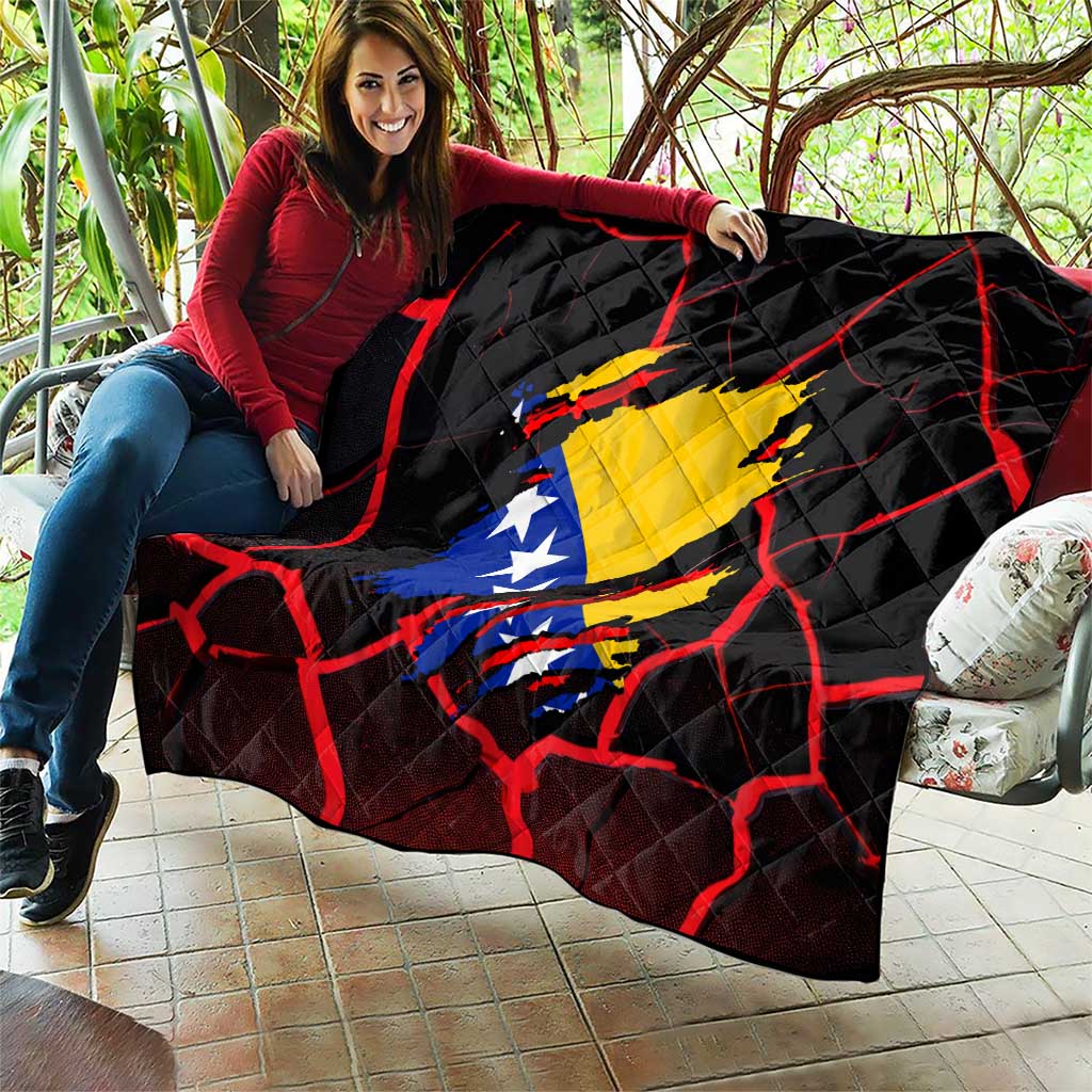 Bosnia and Herzegovina Flag Quilt with Dragon Shape - Fusion of National Pride & Sports Spirit