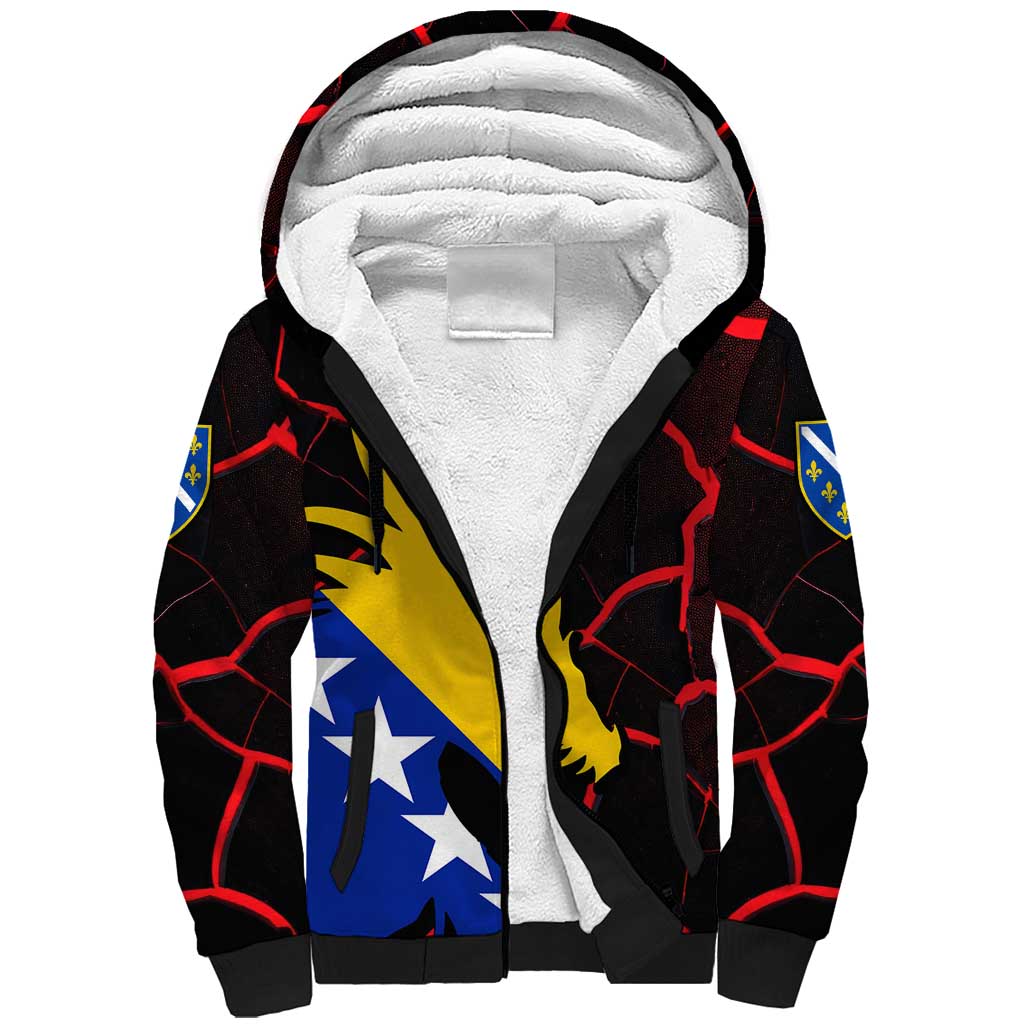 Bosnia and Herzegovina Flag Sherpa Hoodie with Dragon Shape - Fusion of National Pride & Sports Spirit