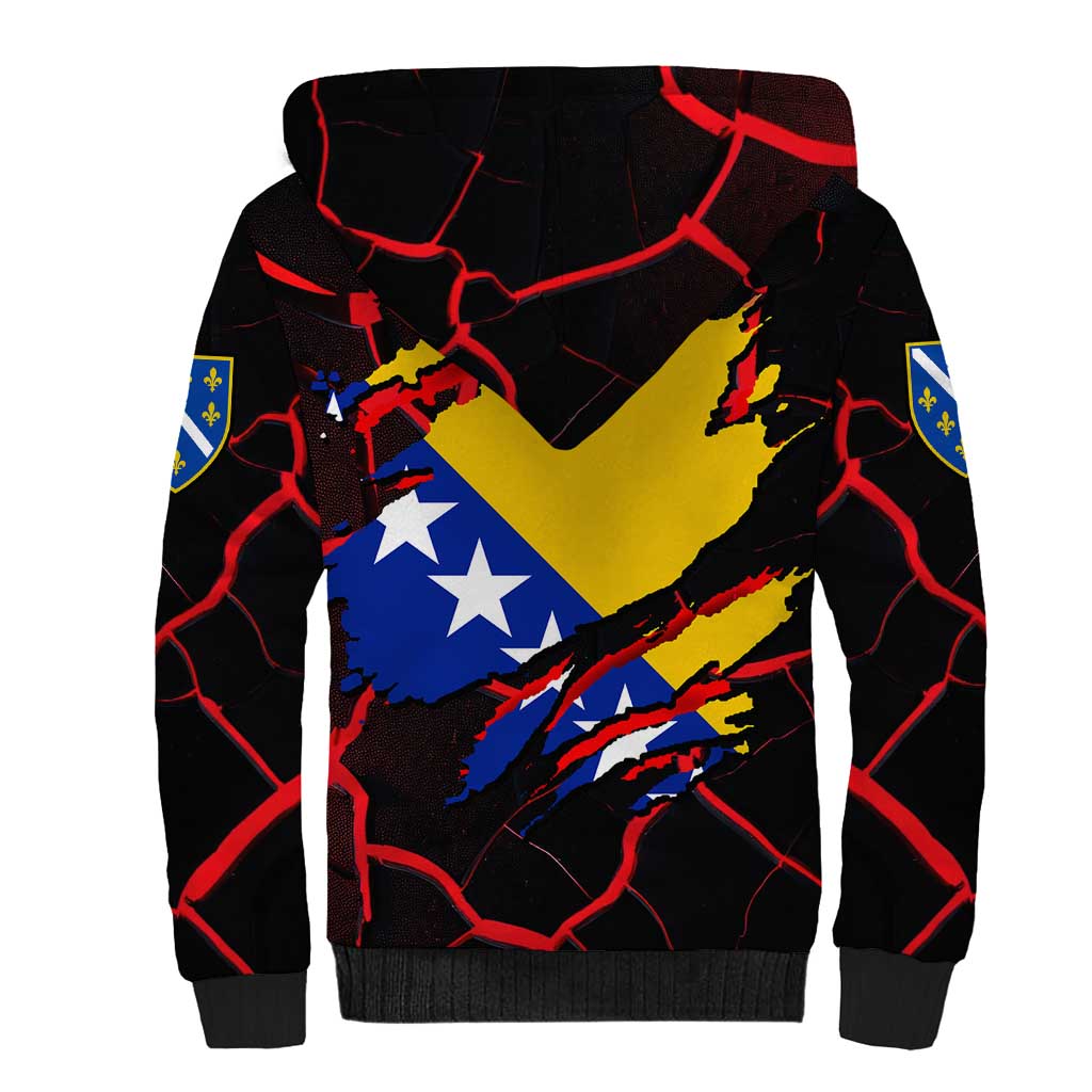 Bosnia and Herzegovina Flag Sherpa Hoodie with Dragon Shape - Fusion of National Pride & Sports Spirit