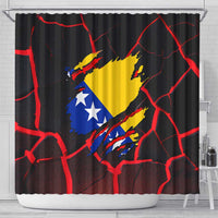 Bosnia and Herzegovina Flag Shower Curtain with Dragon Shape - Fusion of National Pride & Sports Spirit