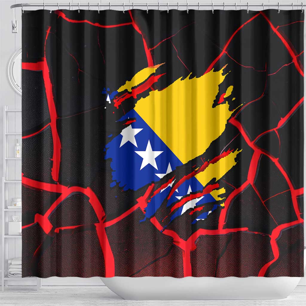 Bosnia and Herzegovina Flag Shower Curtain with Dragon Shape - Fusion of National Pride & Sports Spirit