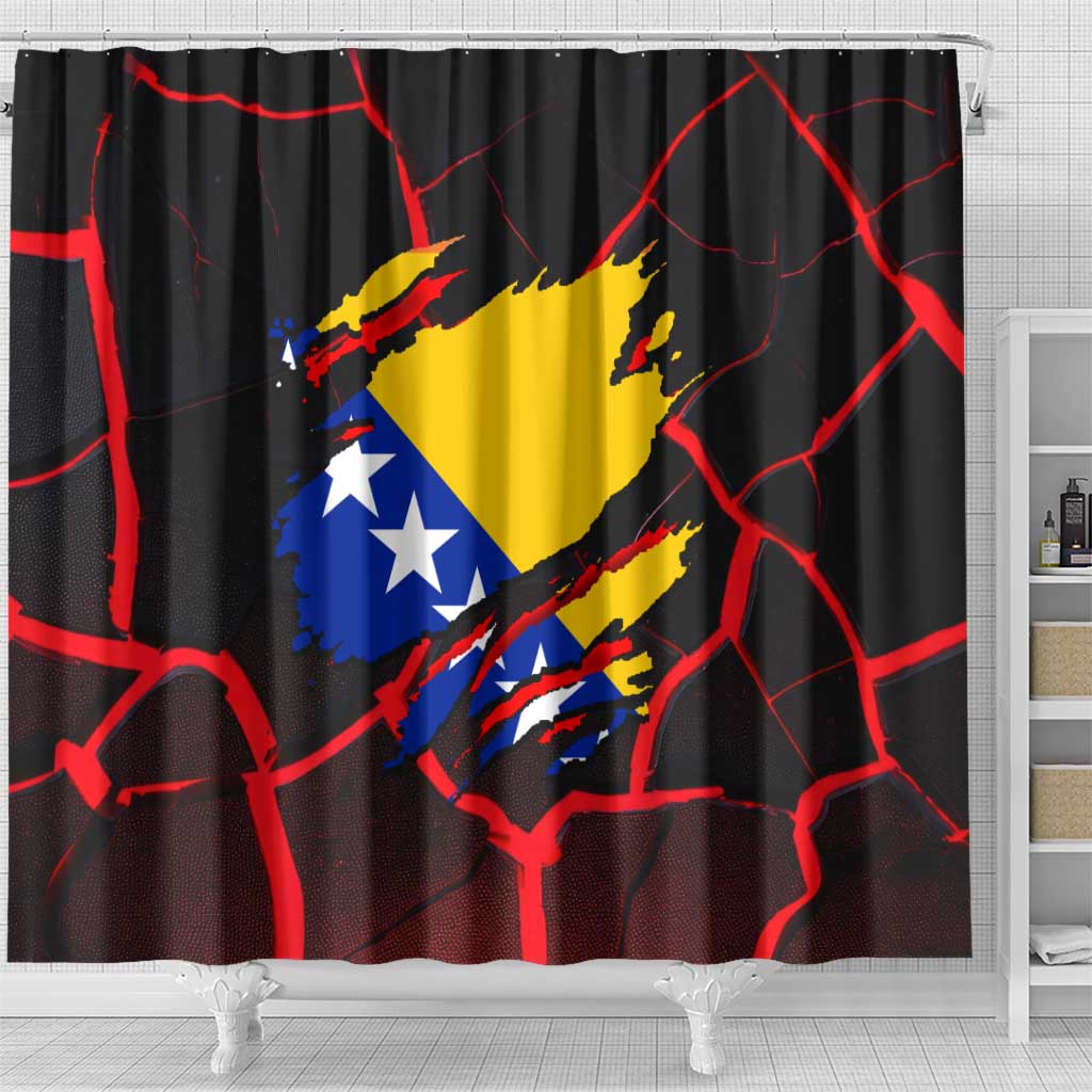 Bosnia and Herzegovina Flag Shower Curtain with Dragon Shape - Fusion of National Pride & Sports Spirit