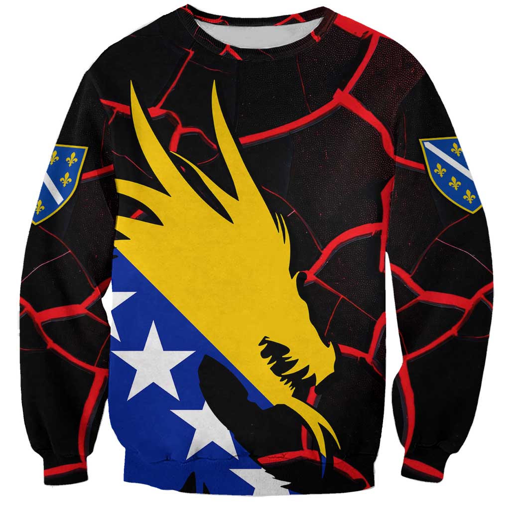 Bosnia and Herzegovina Flag Sweatshirt with Dragon Shape - Fusion of National Pride & Sports Spirit