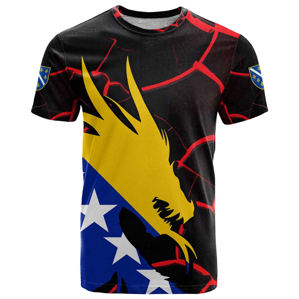 Bosnia and Herzegovina Flag T Shirt with Dragon Shape - Fusion of National Pride & Sports Spirit