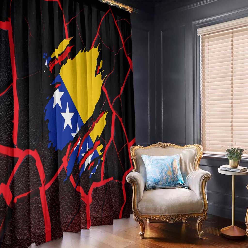 Bosnia and Herzegovina Flag Window Curtain with Dragon Shape - Fusion of National Pride & Sports Spirit