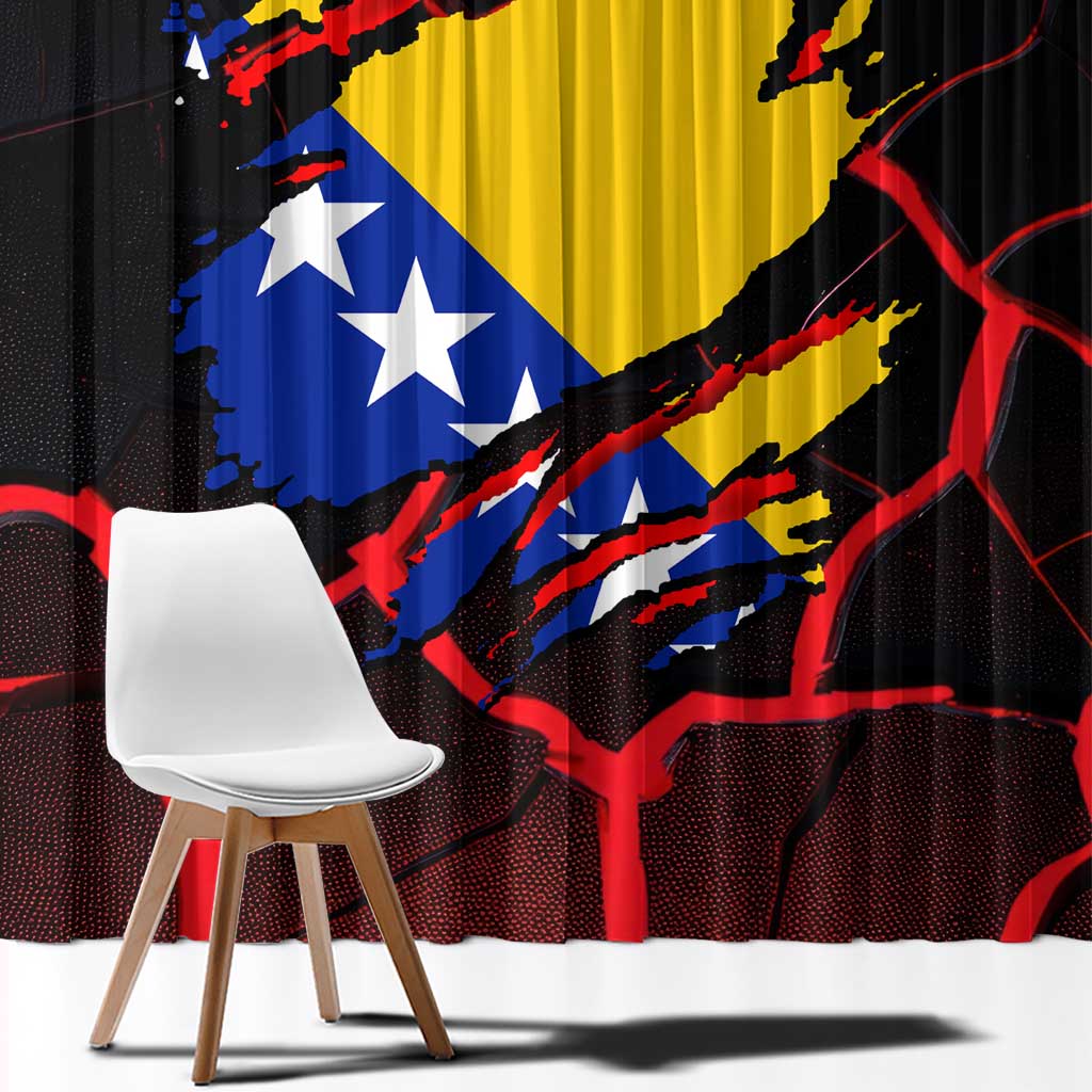 Bosnia and Herzegovina Flag Window Curtain with Dragon Shape - Fusion of National Pride & Sports Spirit