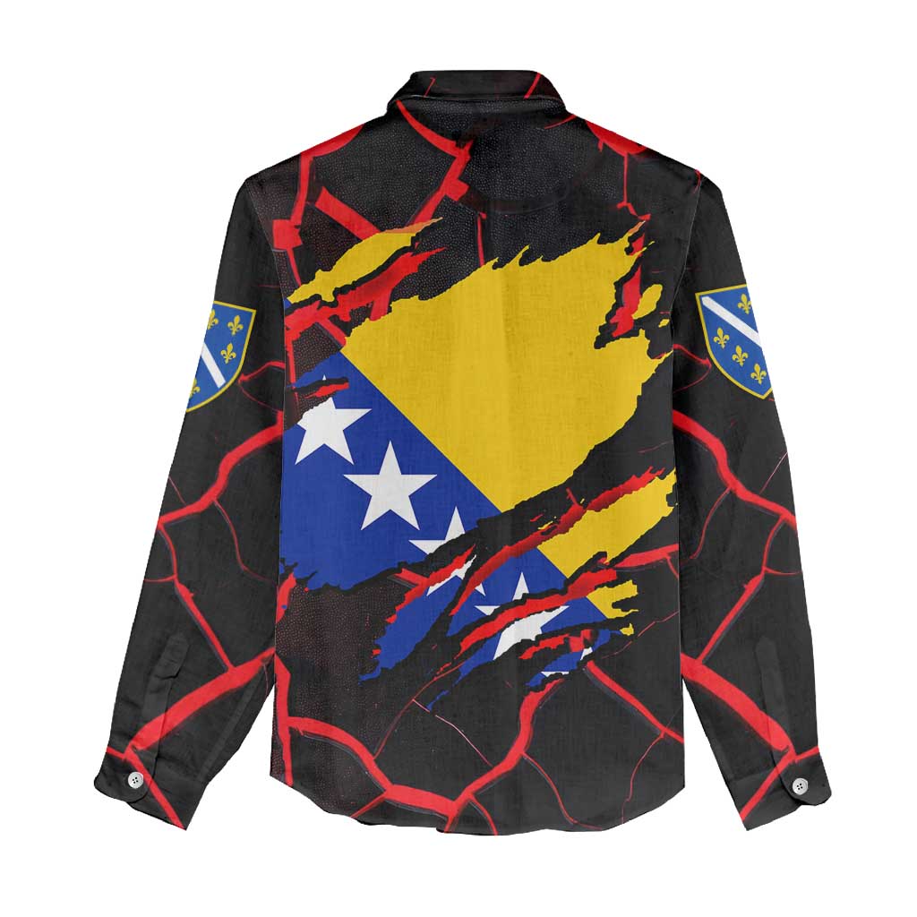 Bosnia and Herzegovina Flag Women Casual Shirt with Dragon Shape - Fusion of National Pride & Sports Spirit