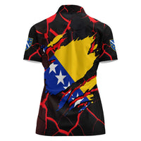 Bosnia and Herzegovina Flag Women Polo Shirt with Dragon Shape - Fusion of National Pride & Sports Spirit