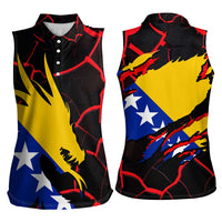 Bosnia and Herzegovina Flag Women Sleeveless Polo Shirt with Dragon Shape - Fusion of National Pride & Sports Spirit