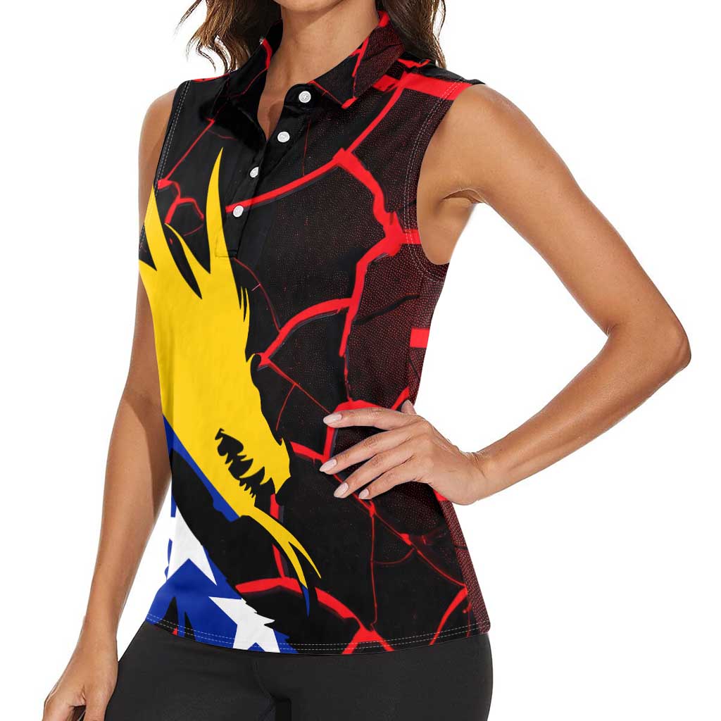 Bosnia and Herzegovina Flag Women Sleeveless Polo Shirt with Dragon Shape - Fusion of National Pride & Sports Spirit
