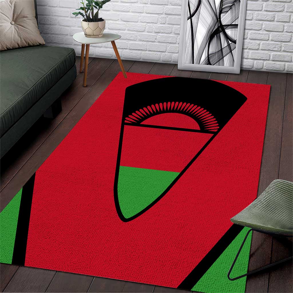 Malawi Flag Area Rug Colors Blended with National Emblem - Symbolic Design