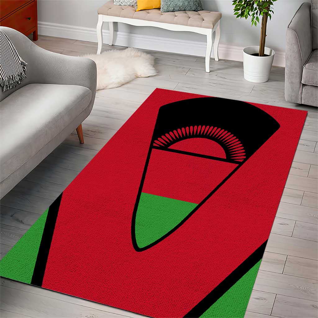 Malawi Flag Area Rug Colors Blended with National Emblem - Symbolic Design